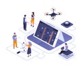 Business scheduling isometric landing page Royalty Free Stock Photo