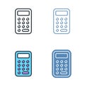 Business and school calculator vector outline icon set.
