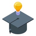 Business school graduation hat icon isometric vector. Graduate cap