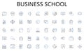 Business school line icons collection. Physical, Health, Examination, Screening, Check, Diagnosis, Assessment vector and