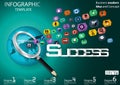 Business searching success for design modern Idea and Concept Vector illustration Infographic template with magnifier,Pencil,World Royalty Free Stock Photo