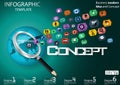 Business searching success for design modern Idea and Concept Vector illustration Infographic template with magnifier,Pencil,World Royalty Free Stock Photo