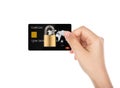 Business security concept : Women hand holding credit card Royalty Free Stock Photo