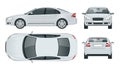 Business sedan vehicle. Car template vector isolated illustration View front, rear, side, top. Change the color in one Royalty Free Stock Photo