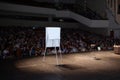 Business seminar in the hall of the modern business center.