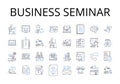 Business seminar line icons collection. Brand workshop, Marketing clinic, Sales summit, Leadership retreat, Entrepreneur