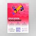 Business seminar posters about learning and education scholarships with flat cartoon illustration. flyer business pamphlet brochur