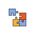 business seo, puzzle line colored icon. Teamwork at the idea. Signs and symbols can be used for web, logo, mobile app, UI, UX Royalty Free Stock Photo