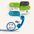 Business service icons and telephone with bubble speech template