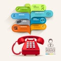 Business service icons and telephone with bubble speech template