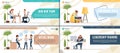 Business Services Flat Vector Web Banners Set