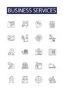 Business services line vector icons and signs. service, communication, technology, management, concept, strategy Royalty Free Stock Photo