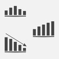 Business set chart of income and expenses on gray background.