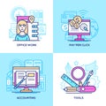 Business - set of line design style colorful illustrations