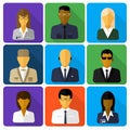 Business set of stylish avatars woman and man