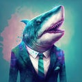 Business shark boss in suit and tie. Generative AI