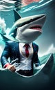 Business shark, businessman, predator - concept: market, business, competition. AI generative art Royalty Free Stock Photo