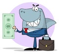 Business shark holding cash Royalty Free Stock Photo