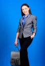 Business. Shool girl with knapsack. stylish woman in jacket with leather backpack. girl student in formal clothes