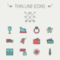 Business shopping thin line icon set