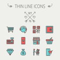 Business shopping thin line icon set