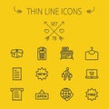 Business shopping thin line icon set