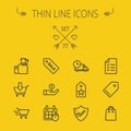 Business shopping thin line icon set