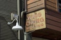 An business sign decays on Cannery Row.