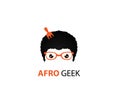 Afro geek logo fork Royalty Free Stock Photo