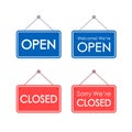 Business signboard Open and Closed icon set, vector