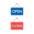 Business signboard Open and Closed icon set, vector illustration