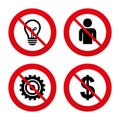 Business signs. Human and lamp bulb idea icons Royalty Free Stock Photo
