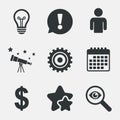 Business signs. Human and lamp bulb idea icons. Royalty Free Stock Photo