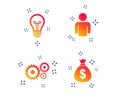 Business signs. Human and lamp bulb idea icons. Vector Royalty Free Stock Photo