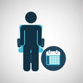 Business silhouette man calendar planning Royalty Free Stock Photo
