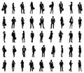 Business silhouettes. businessmen and businesswomen casual people silhouette shapes, standing adult professional persons