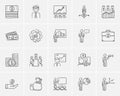 Business sketch icon set.