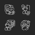 Business skills chalk white icons set on black background Royalty Free Stock Photo