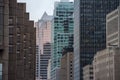 Business skyscrapers in the downtown of Montreal, Canada, taken in the center business district of the main city of Quebec Royalty Free Stock Photo