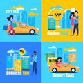 Business Smart Online City Taxi. Square Poster.