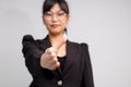 Business smiling women gesture hand shake Royalty Free Stock Photo