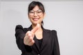 Business smiling women gesture hand shake Royalty Free Stock Photo