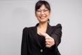 Business smiling women gesture hand shake Royalty Free Stock Photo