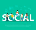 Business Social network promotion Flat people on l Royalty Free Stock Photo