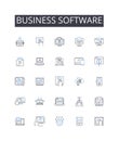 Business software line icons collection. Management system, Enterprise solution, Commercial use, Corporate technology