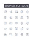 Business software line icons collection. Management system, Enterprise solution, Commercial use, Corporate technology