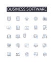 Business software line icons collection. Management system, Enterprise solution, Commercial use, Corporate technology