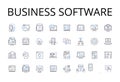 Business software line icons collection. Management system, Enterprise solution, Commercial use, Corporate technology