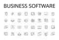 Business software line icons collection. Management system, Enterprise solution, Commercial use, Corporate technology