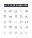 Business software line icons collection. Trailblazer, Adventurer, Explorer, Pier, Maven, Prodigy, Authority vector and